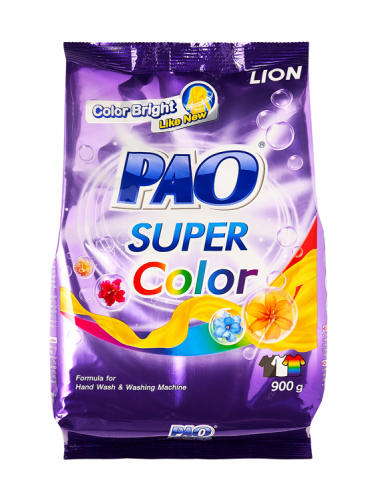 299   334 LION PAO Super Color Антибактериальный порошок для стирки цветного белья, 900 г