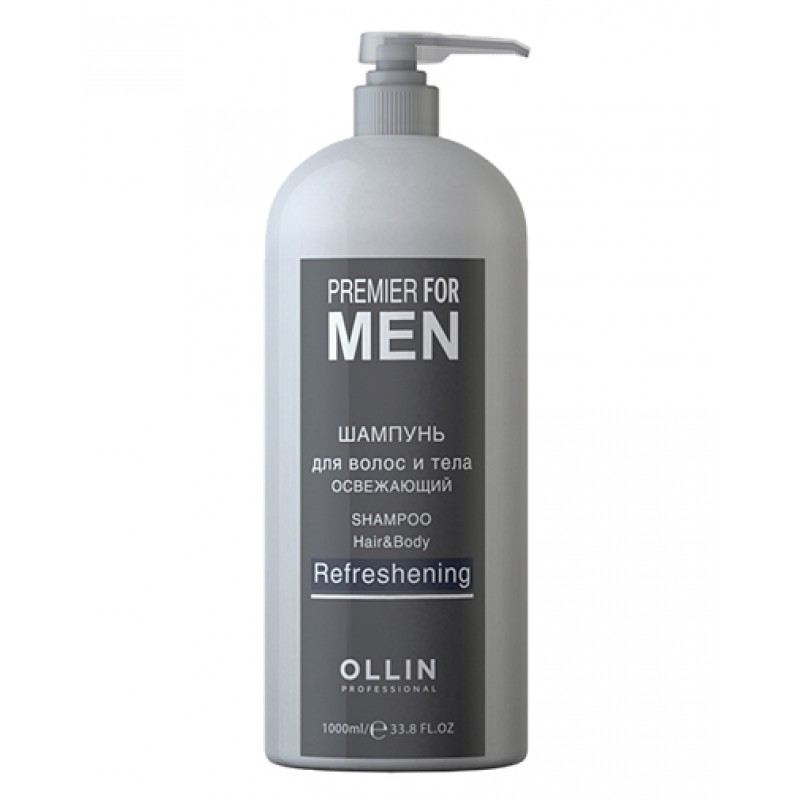 OLLIN PREMIER FOR MEN Шампунь для волос и тела освежающий, 1000 мл