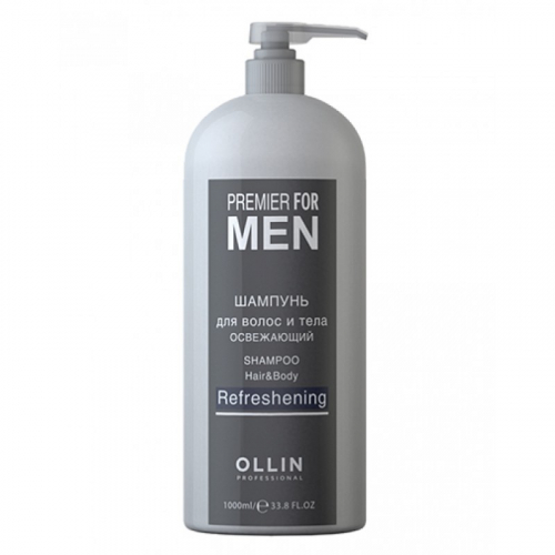 OLLIN PREMIER FOR MEN Шампунь для волос и тела освежающий, 1000 мл