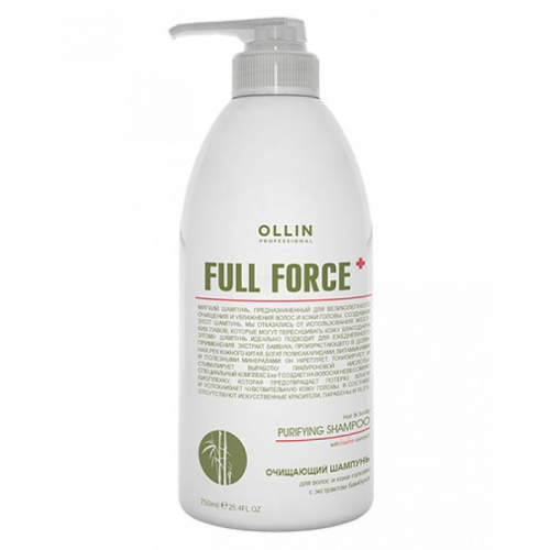 OLLIN FULL FORCE Очищающий шампунь для волос и кожи головы с экстрактом бамбука, 750 мл