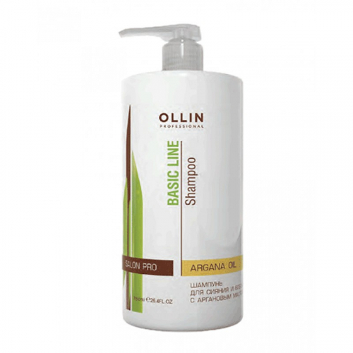 OLLIN BASIC LINE Шампунь для сияния и блеска с аргановым маслом, 750 мл