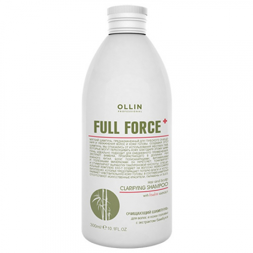 OLLIN FULL FORCE Очищающий шампунь для волос и кожи головы с экстрактом бамбука, 300 мл