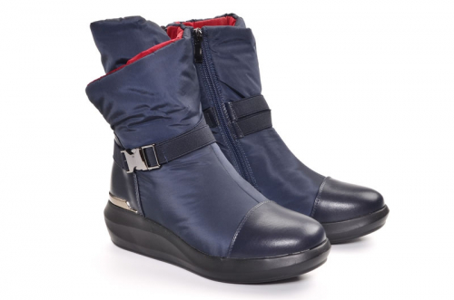 Loris Bottega LB-135K Ботинки женские син нейлон+иск кожа, подклад иск мех