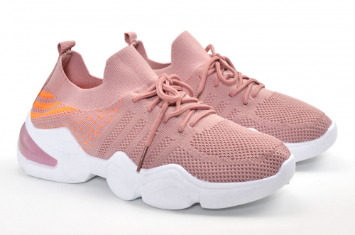 Fashion A5-41 Кроссовки пудра текстиль