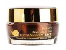 DEOPROCE SNAIL GALAC REVITAL SLEEPING PACK Восстанавливающая ночная маска для лица с муцином улитки и галактомисисом 50г