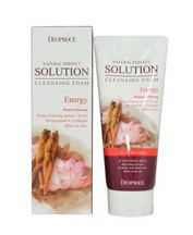 DEOPROCE NATURAL PERFECT SOLUTION CLEANSING FOAM ENERGY Пенка для умывания с экстрактом красного женьшеня 170г