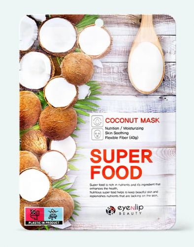 Маска на тканевой основе с экстрактом кокоса Super Food Mask # Coconut 1шт