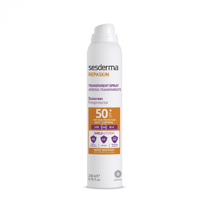SESDERMA Спрей солнцезащитный прозрачный для тела SPF 50 / REPASKIN TRANSPARENT SPRAY Body sunscreen SPF 50 200 мл