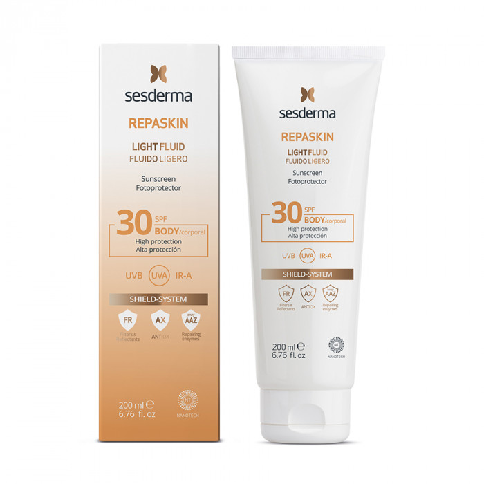 SESDERMA Нежный солнцезащитный флюид для тела SPF 50 / REPASKIN Light Fluid Body Sunscreen SPF 50 200ml