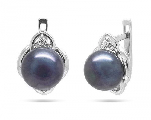 Серьги из серебра жемчуг, С1540ч