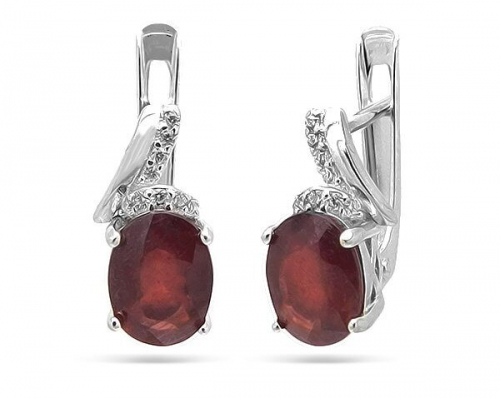 Серьги из серебра рубин корунд, SL-RIC61
