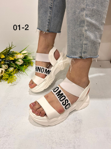 Romantic (Fashion) T-W01-29(01-2)Z Сандалии женские бел иск кожа+текстиль