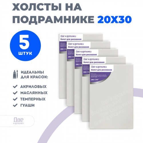 Набор 5 шт. холст Две картинки на подрамнике 20X30