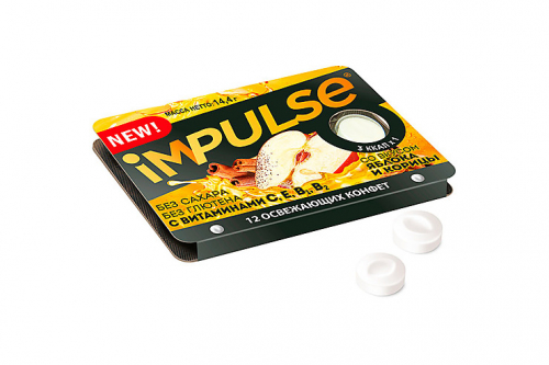 «Impulse», пастилки со вкусом яблока и корицы, 14,4 г (упаковка 12 шт.)