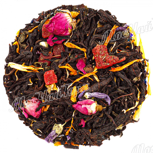 1002 ночи (Чай черный индийский, чай зеленый с жасмином, папайя, бутоны роз, лепестки календулы, цвет мальвы, лист черной смородины, ароматизатор.)