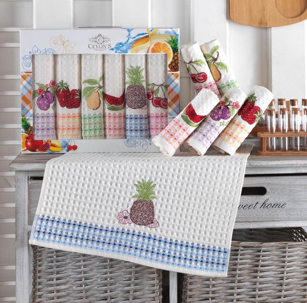 Набор вафельных полотенец CEYLINS MULTI FRUITS 6 пр р-р 50х70