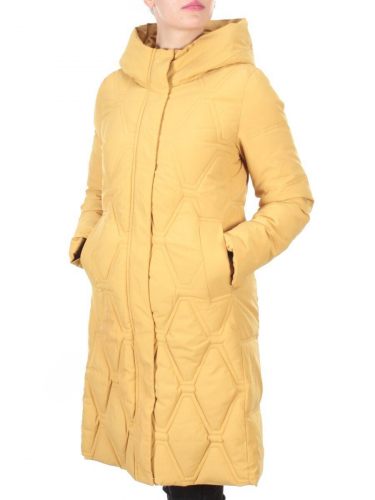2158 MUSTARD Пальто зимнее облегченное женское YINGPENG (150 гр. холлофайбер) размер M - 44российский