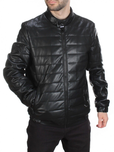 A163 BLACK Куртка из эко-кожи мужская (50 гр. синтепон) размер 52 идет на 50 российский