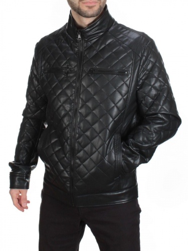 A198 BLACK Куртка из эко-кожи мужская (50 гр. синтепон) размер 50 идет на 48 российский