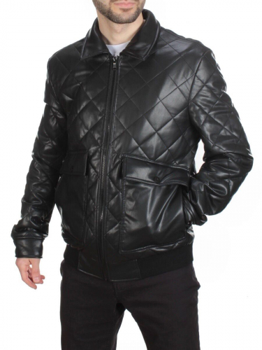 156 BLACK Куртка из эко-кожи мужская (50 гр. синтепон) размер 48 идет на 46 российский