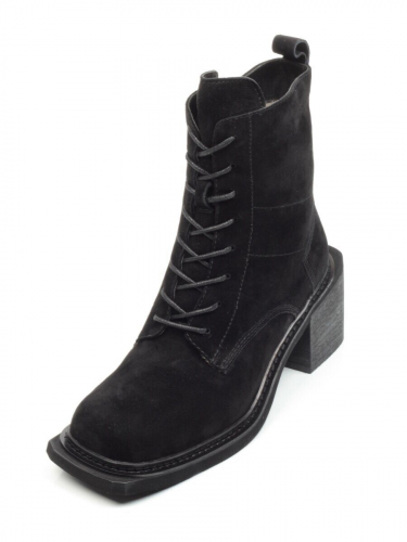 04-SE21W-2B BLACK Ботинки зимние женские (натуральная замша, натуральный мех)