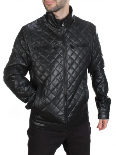 A198 BLACK Куртка из эко-кожи мужская (50 гр. синтепон) размер 50 идет на 48 российский