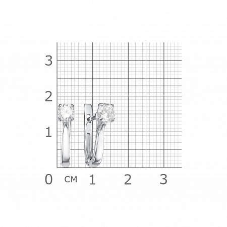 Серьги с фианитом родированные серебро 925*