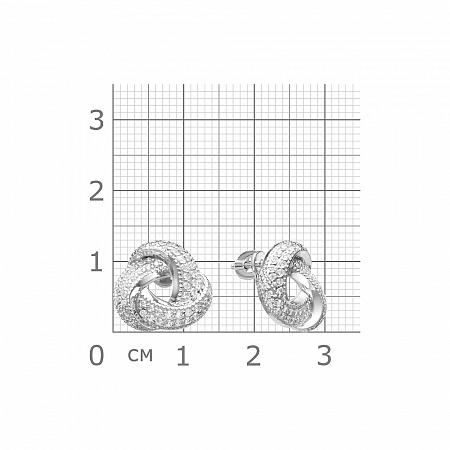 12-0714 Серьги с фианитом родированные серебро 925*