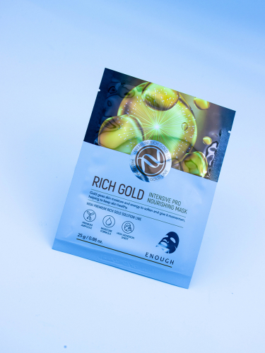 ENOUGH - МАСКА ТКАНЕВАЯ ДЛЯ ЛИЦА С ЗОЛОТОМ PREMIUM RICH GOLD INTENSIVE PRO NOURISHING MASK, 25 МЛ