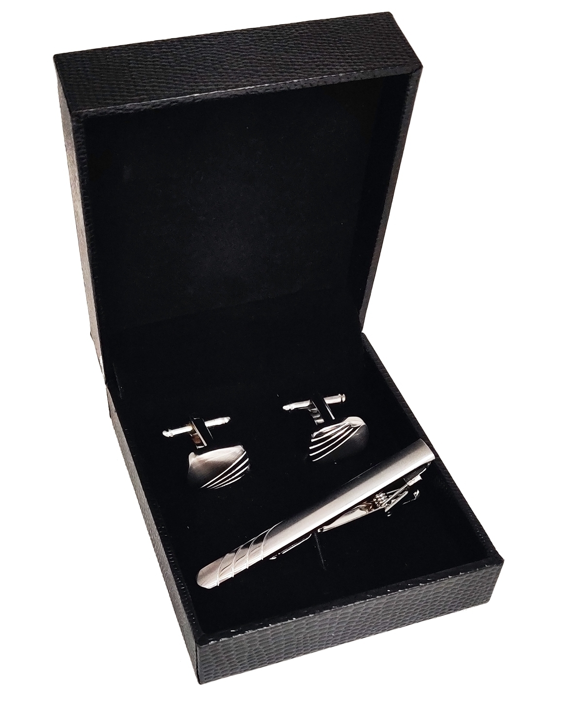 Набор запонок и зажима для галстука в футляре