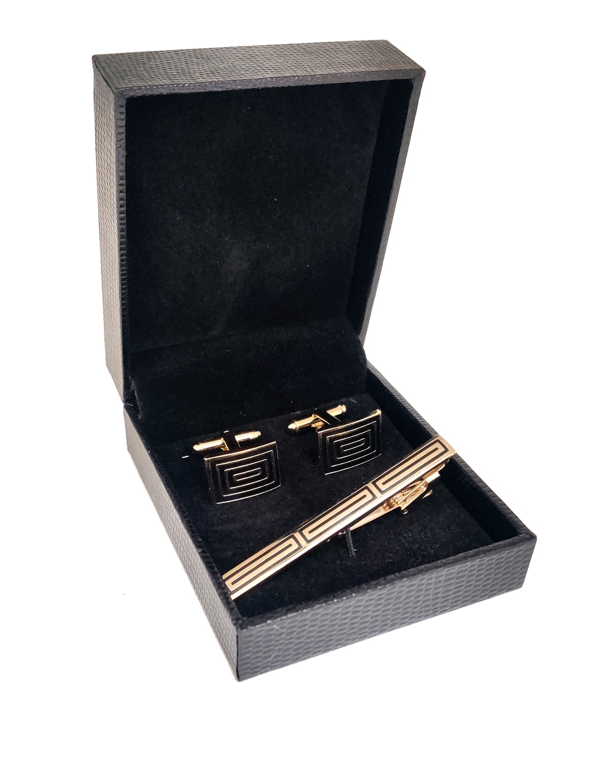 Набор запонок и зажима для галстука в футляре