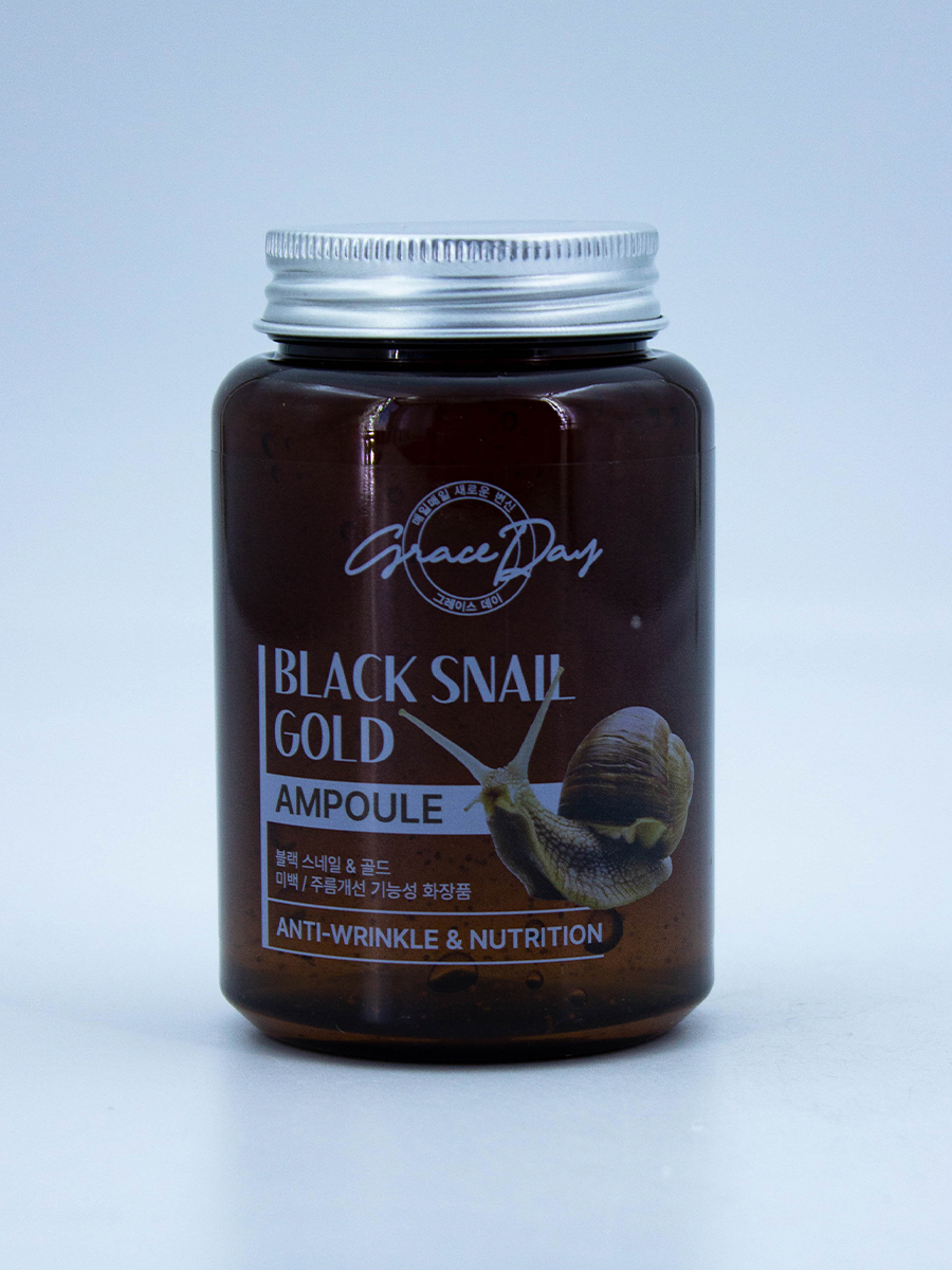 GRACE DAY - СЫВОРОТКА ДЛЯ ЛИЦА С МУЦИНОМ ЧЕРНОЙ УЛИТКИ И ЗОЛОТА BLACK SNALL & GOLD ALL IN ONE AMPOULE, 250 МЛ.