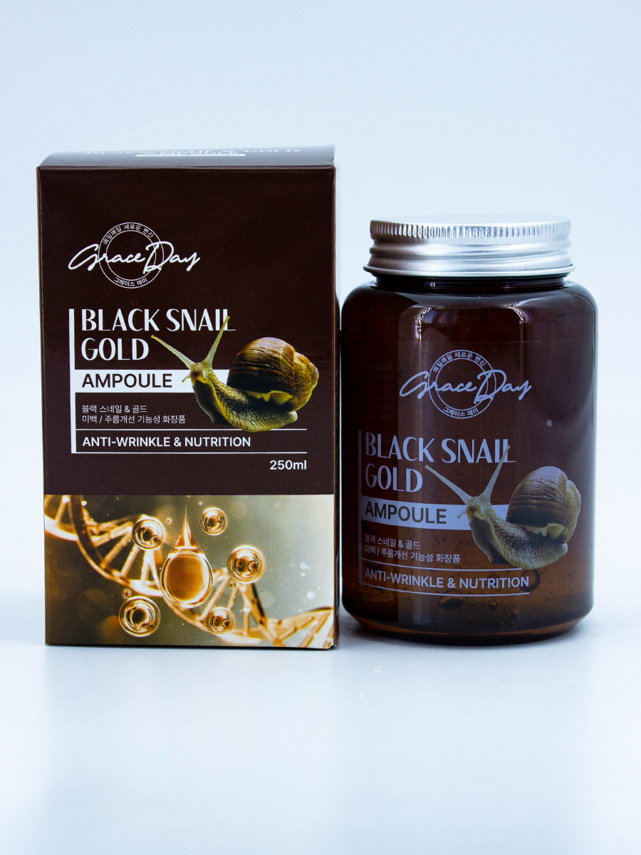 GRACE DAY - СЫВОРОТКА ДЛЯ ЛИЦА С МУЦИНОМ ЧЕРНОЙ УЛИТКИ И ЗОЛОТА BLACK SNALL & GOLD ALL IN ONE AMPOULE, 250 МЛ.