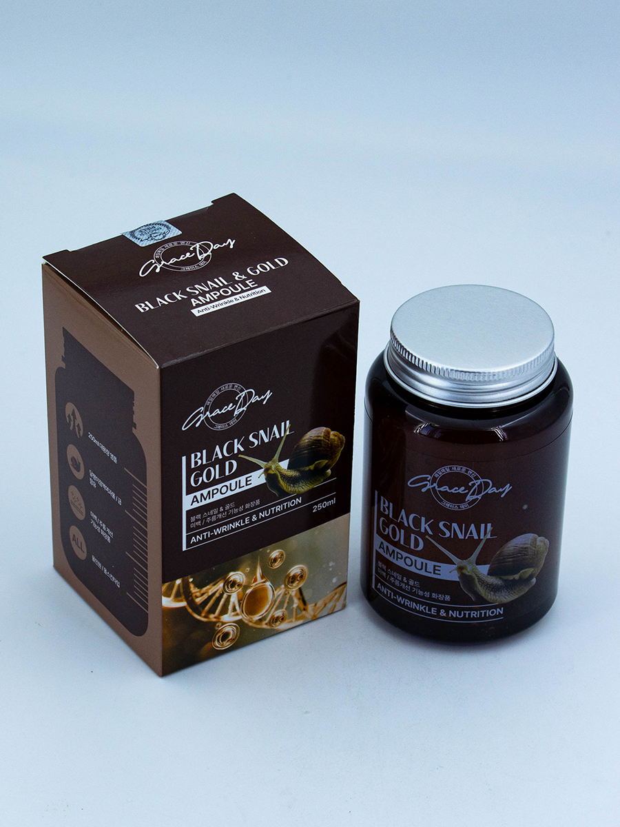GRACE DAY - СЫВОРОТКА ДЛЯ ЛИЦА С МУЦИНОМ ЧЕРНОЙ УЛИТКИ И ЗОЛОТА BLACK SNALL & GOLD ALL IN ONE AMPOULE, 250 МЛ.