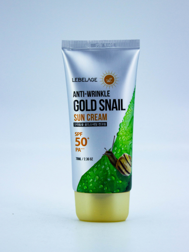 LEBELAGE - КРЕМ СОЛНЦЕЗАЩИТНЫЙ С ЭКСТРАКТОМ ЗОЛОТОЙ УЛИТКИ ANTI WRINKLE GOLD SNAIL SUN CREAM SPF50+ PA+++, 70 ML