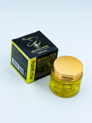 FARMSTAY - КРЕМ ДЛЯ ЛИЦА АМПУЛЬНЫЙ С КОЛОИДНЫМ ЗОЛОТОМ И ПЕПТИДАМИ 24K GOLD & PEPTIDE PERFECT AMPOULE CREAM, 80 ML