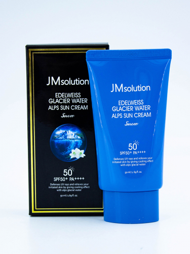 JMSOLUTION - СОЛНЦЕЗАЩИТНЫЙ КРЕМ ДЛЯ ЛИЦА И ТЕЛА ОХЛАЖДАЮЩИЙ EDELWEISS GLACIER WATER ALPS MOIST SUN CREAM SNOW SPF 50+ PA++++, 50 МЛ