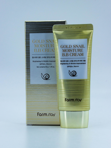 FARMSTAY - BB КРЕМ ДЛЯ ЛИЦА С МУЦИНОМ УЛИТКИ И ЗОЛОТОМ GOLD SNAIL MOISTURE B.B CREAM, 50 МЛ.