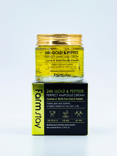 FARMSTAY - КРЕМ ДЛЯ ЛИЦА АМПУЛЬНЫЙ С КОЛОИДНЫМ ЗОЛОТОМ И ПЕПТИДАМИ 24K GOLD & PEPTIDE PERFECT AMPOULE CREAM, 80 ML