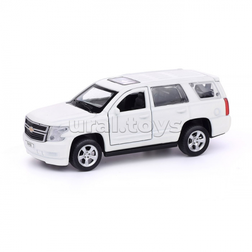 Машина металл Chevrolet Tahoe, матовый 12 см, ( откр. двери, багаж, белый,) инер, в коробке