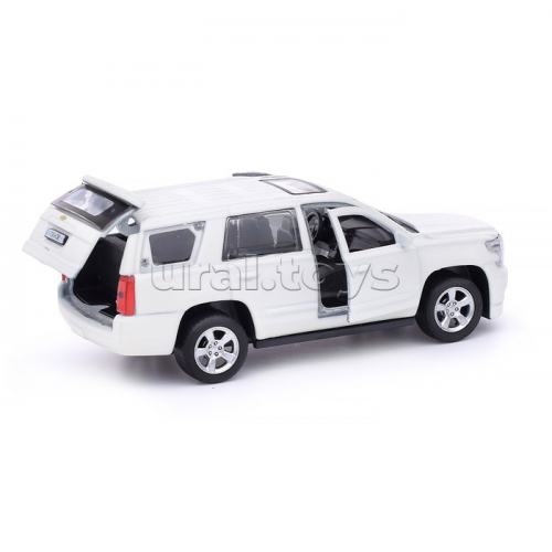 Машина металл Chevrolet Tahoe, матовый 12 см, ( откр. двери, багаж, белый,) инер, в коробке