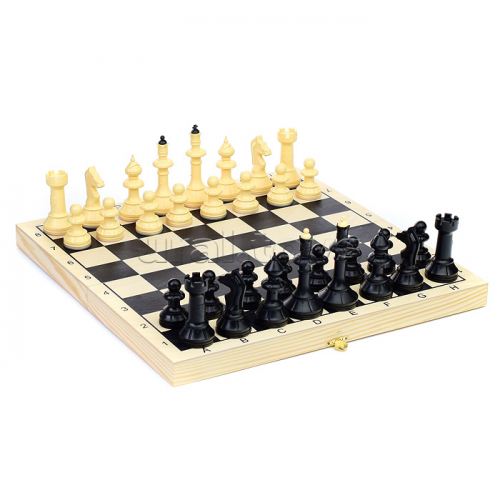 Шахматы гроссмейстерские пластмассовые с малой деревянной доской 
