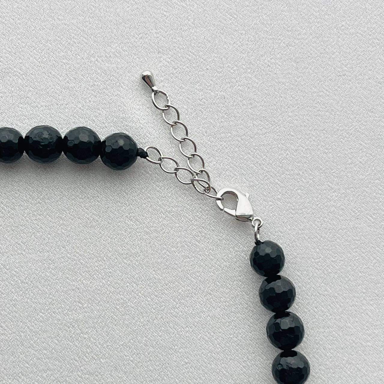 Радуга Самоцветов Бусы из Турмалина черного огранка