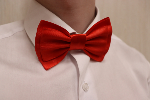 Красная бабочка-галстук матовая взрослая 11см на 6,5см