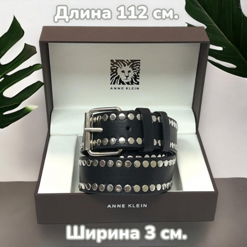 Ремень унисекс с клепками черный Р25