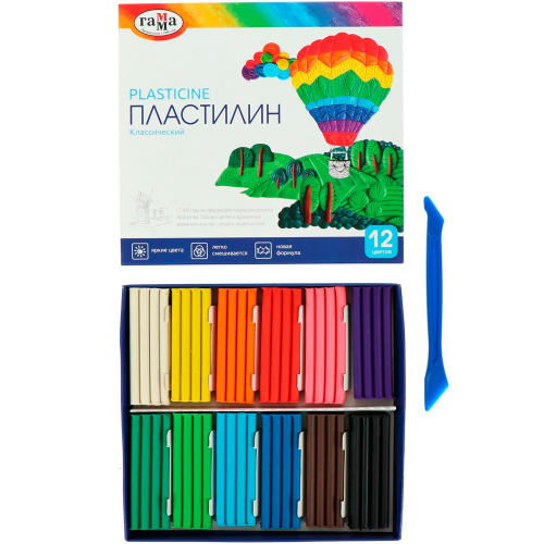 Пластилин 12 цв. Классический со стеком 240 гр. 281033 /ГАММА/. в Нижнем Новгороде