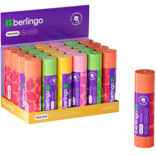 Клей карандаш 21гр ароматизированный (мята, лимон, клубника, роза) Berlingo Aroma FPp_21100 в Нижнем Новгороде