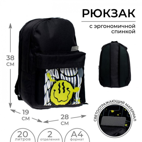 Рюкзак молодёжный, 38 х 28 х 19 см, эргономичная спинка, Calligrata Э 