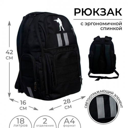 Рюкзак молодёжный, 42 х 28 х 16 см, эргономичная спинка, 18 л, Calligrata Г 