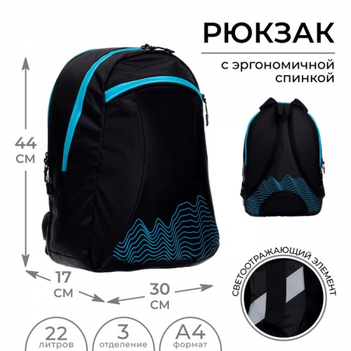 Рюкзак молодёжный, 44 х 30 х 17 см, эргономичная спинка, Calligrata К 